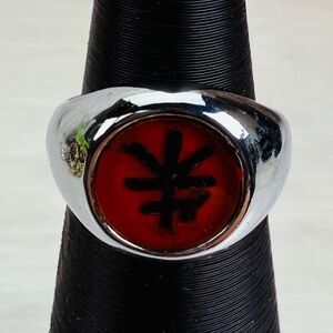 Silvertone red black Naruto Itachi ring size 9